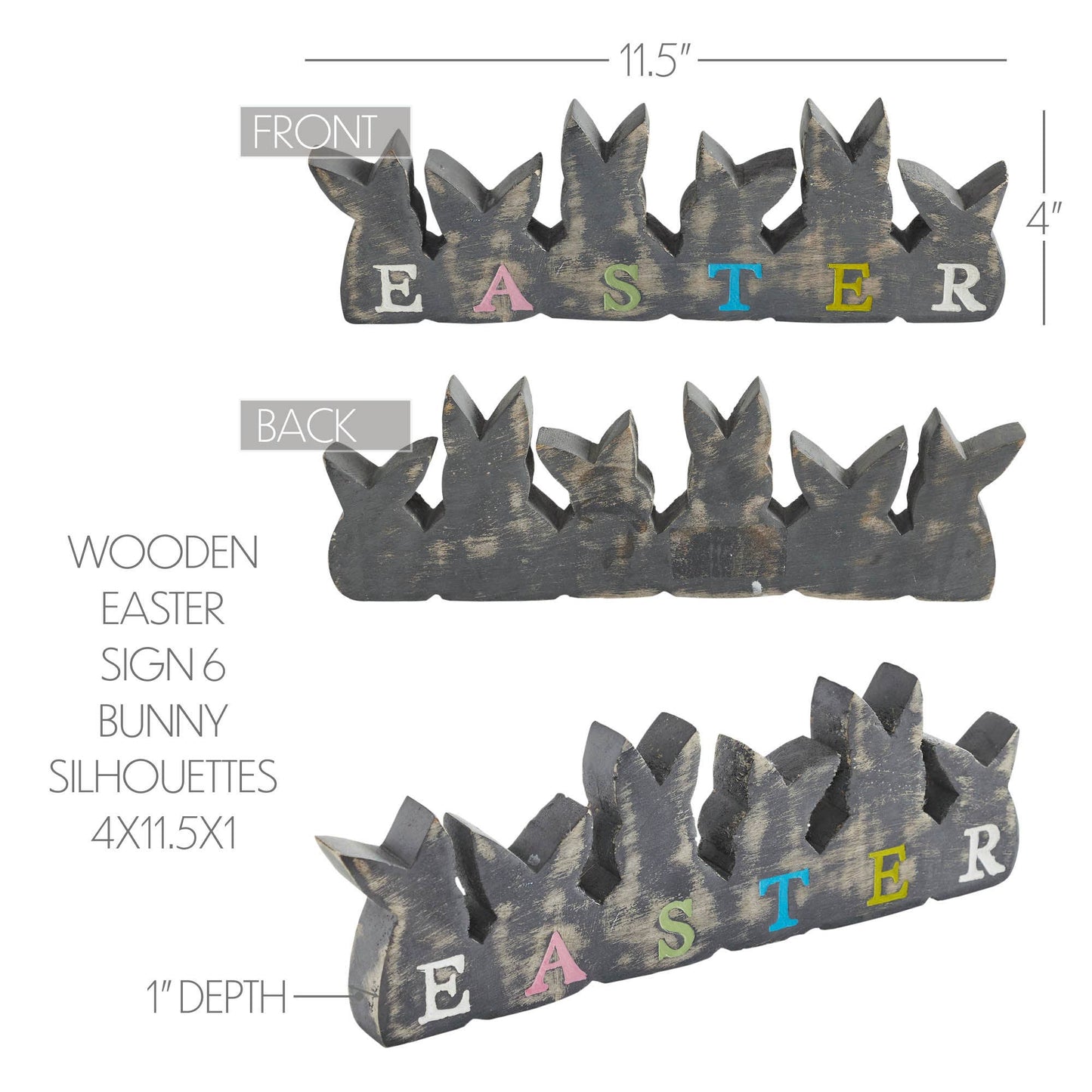 Bunny Hop Wooden Easter Sign with 6 Bunny Silhouettes