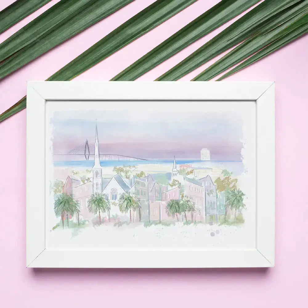 PURPLE CHARLESTON SKYLINE - Art Print