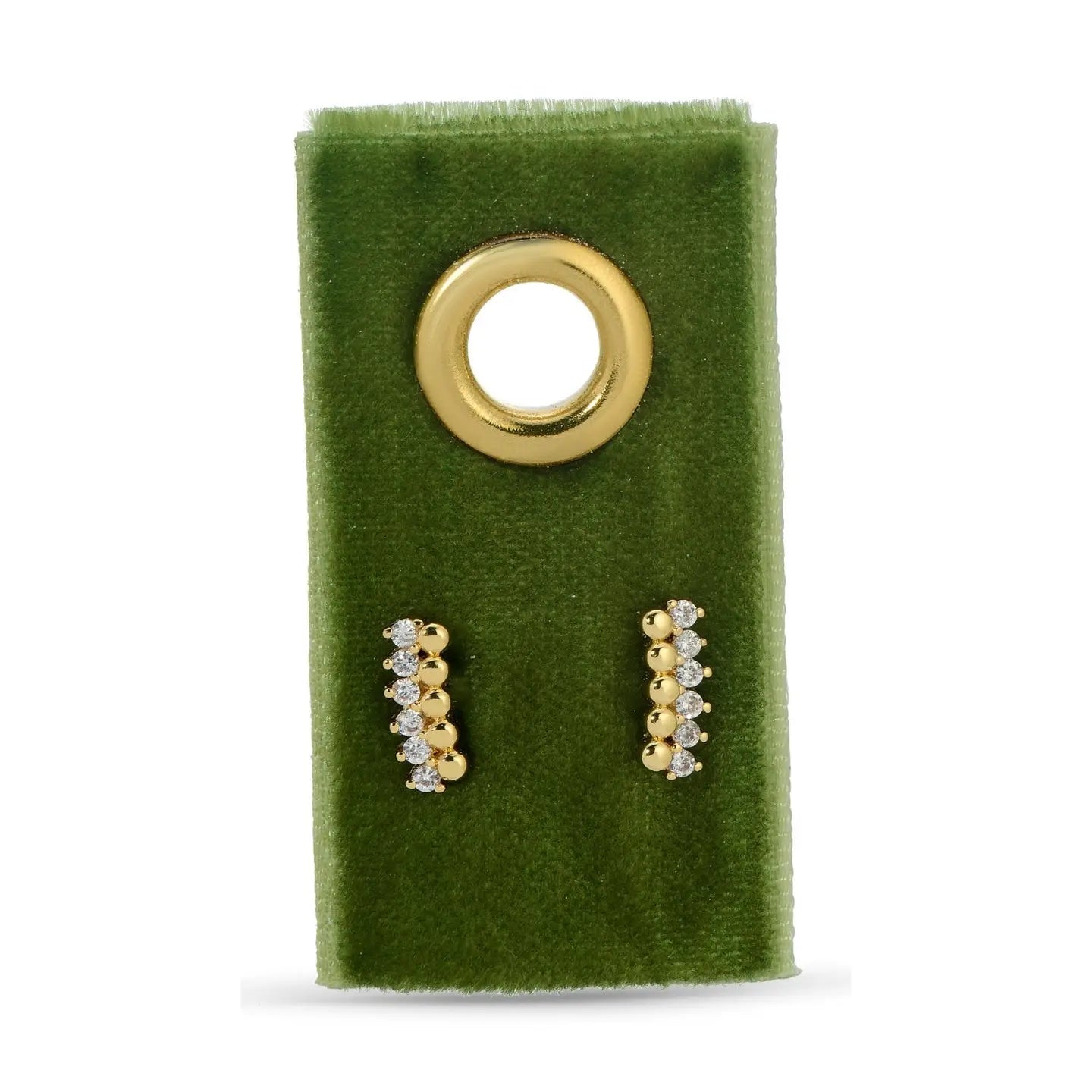 Single Gold Studs on a Velvet Tag