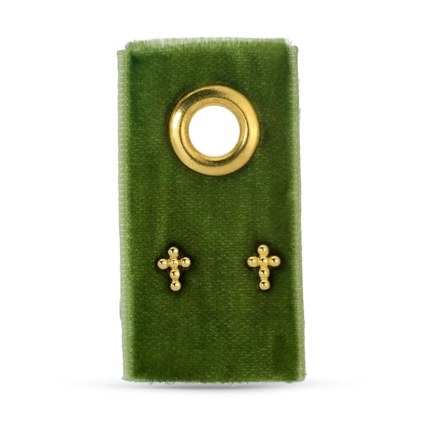 Single Gold Studs on a Velvet Tag