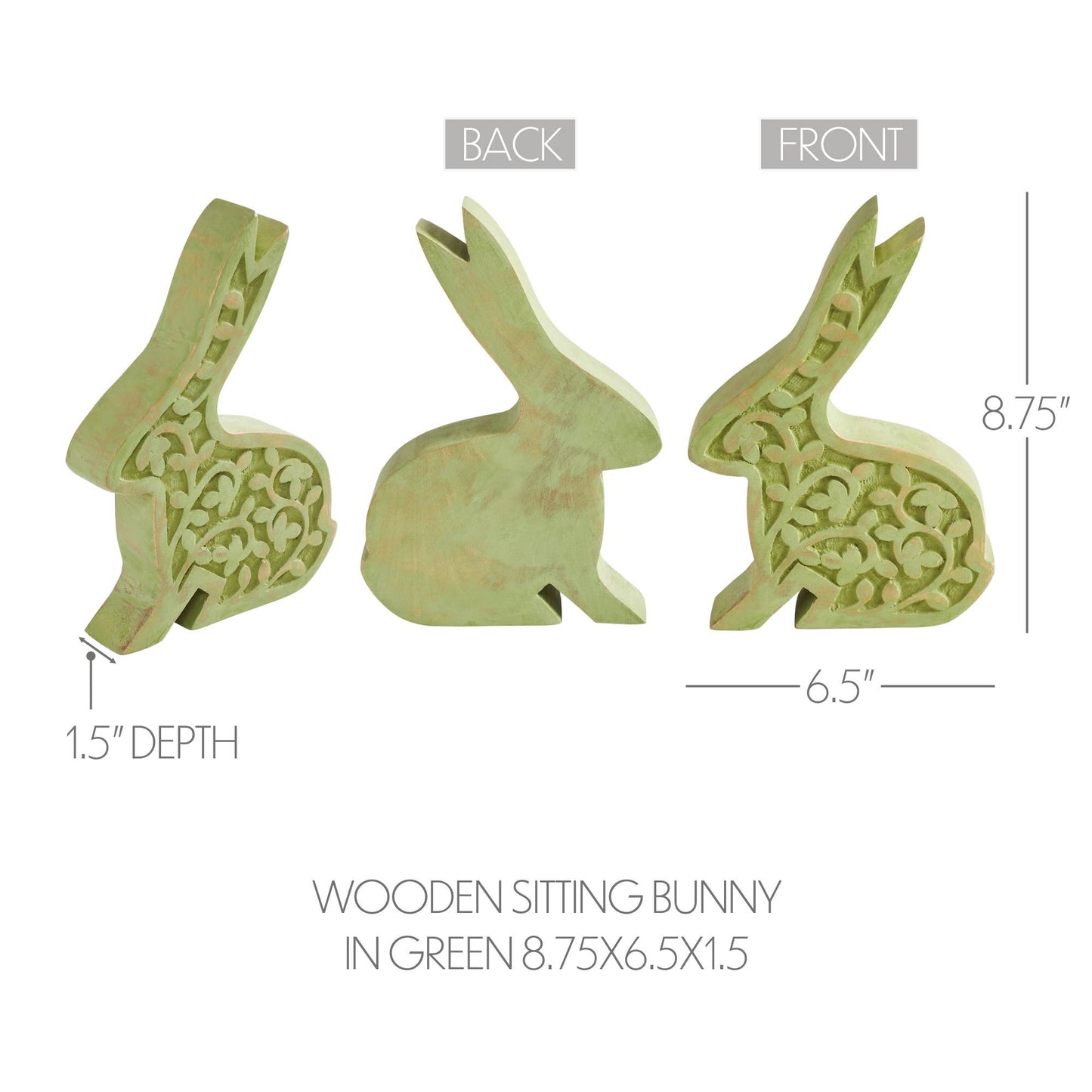 Bunny Hop Wooden Sitting Bunny In Green
