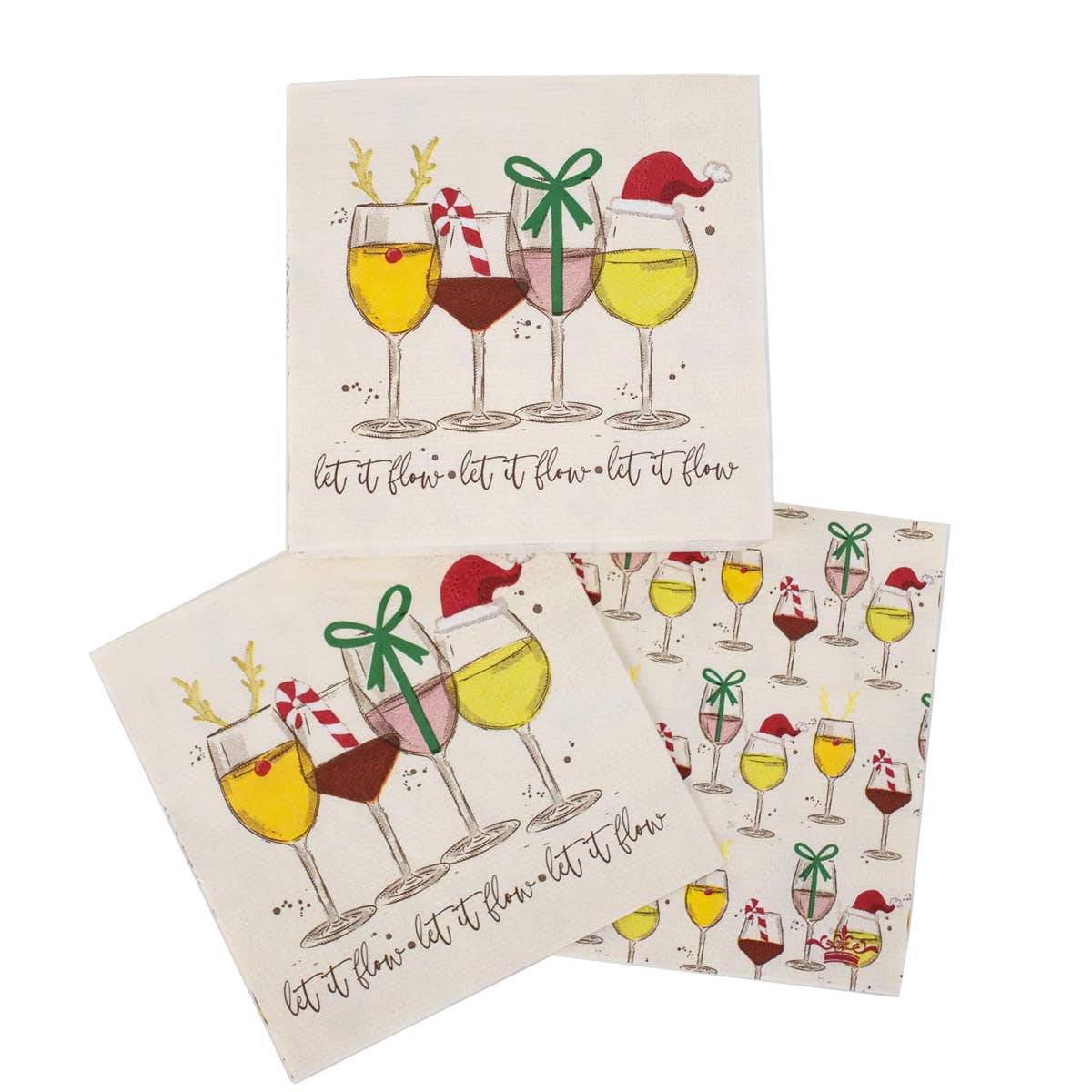 Let It Flow Cocktail Napkins Soft White/Multi 5x5