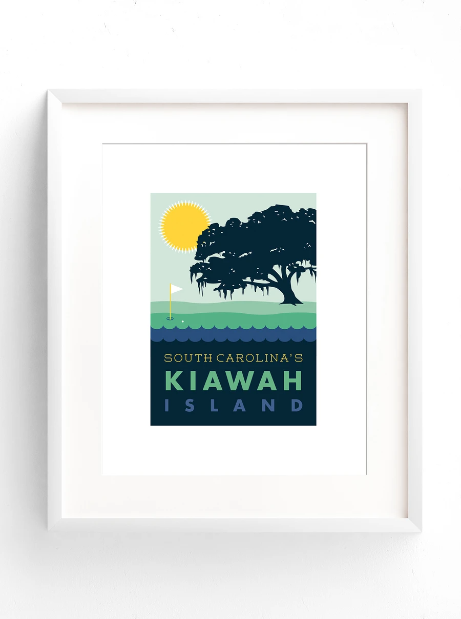 Kiawah Island Graphic Art Print With Oak Tree and Golf