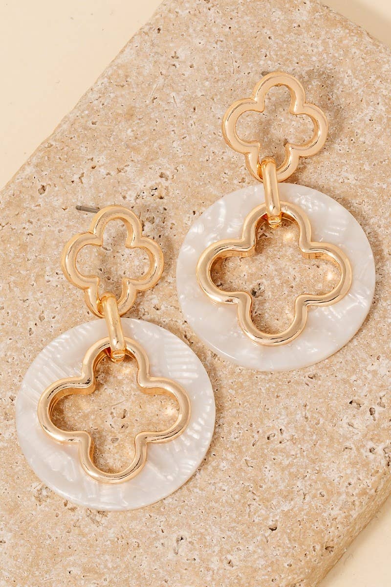 Acetate Disc Double Clover Dangle Earrings