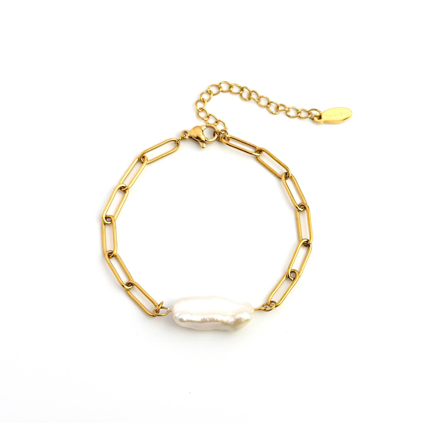 Pearl Nugget Paperclip Bracelet Waterproof