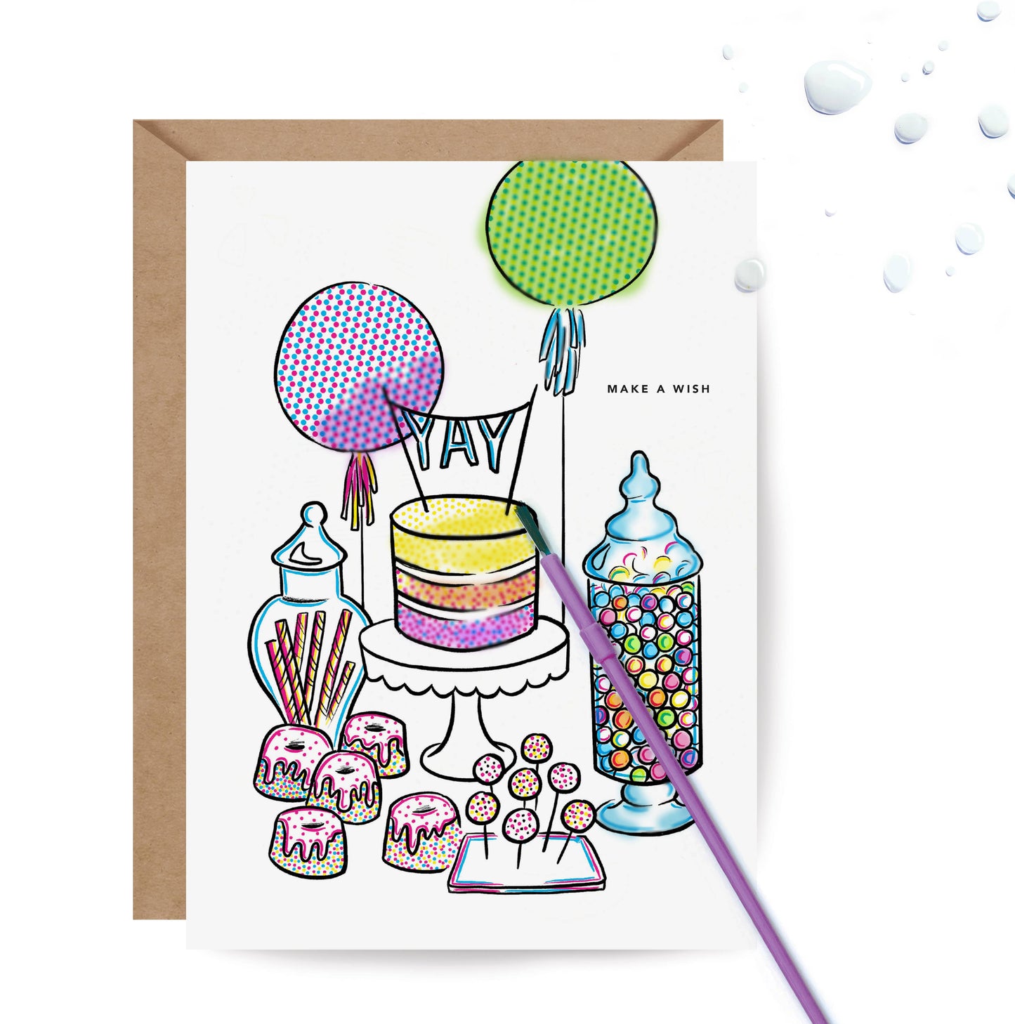 Paint With Water Card - Sweet Table