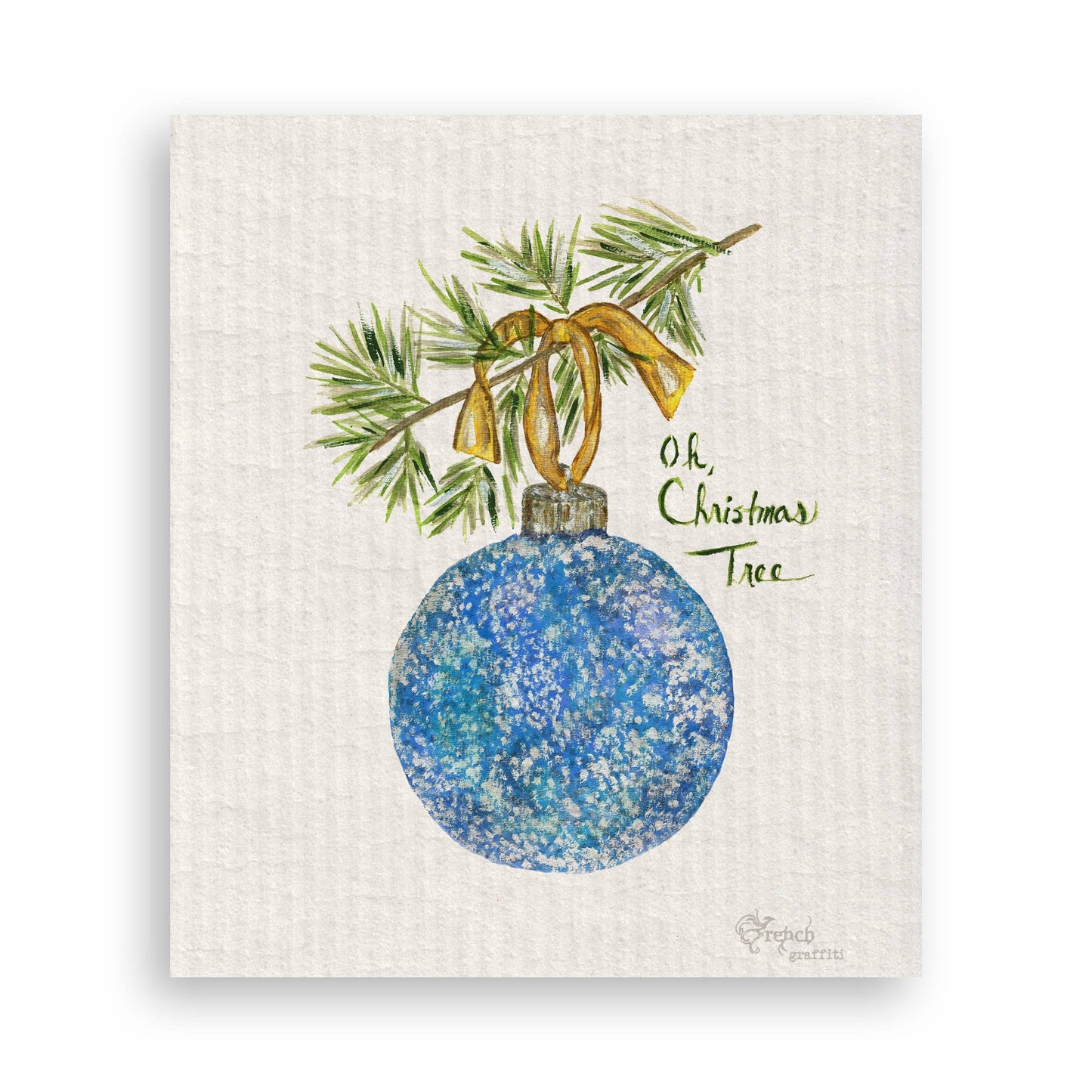 Blue Glitter Ornament Swedish Dishcloth