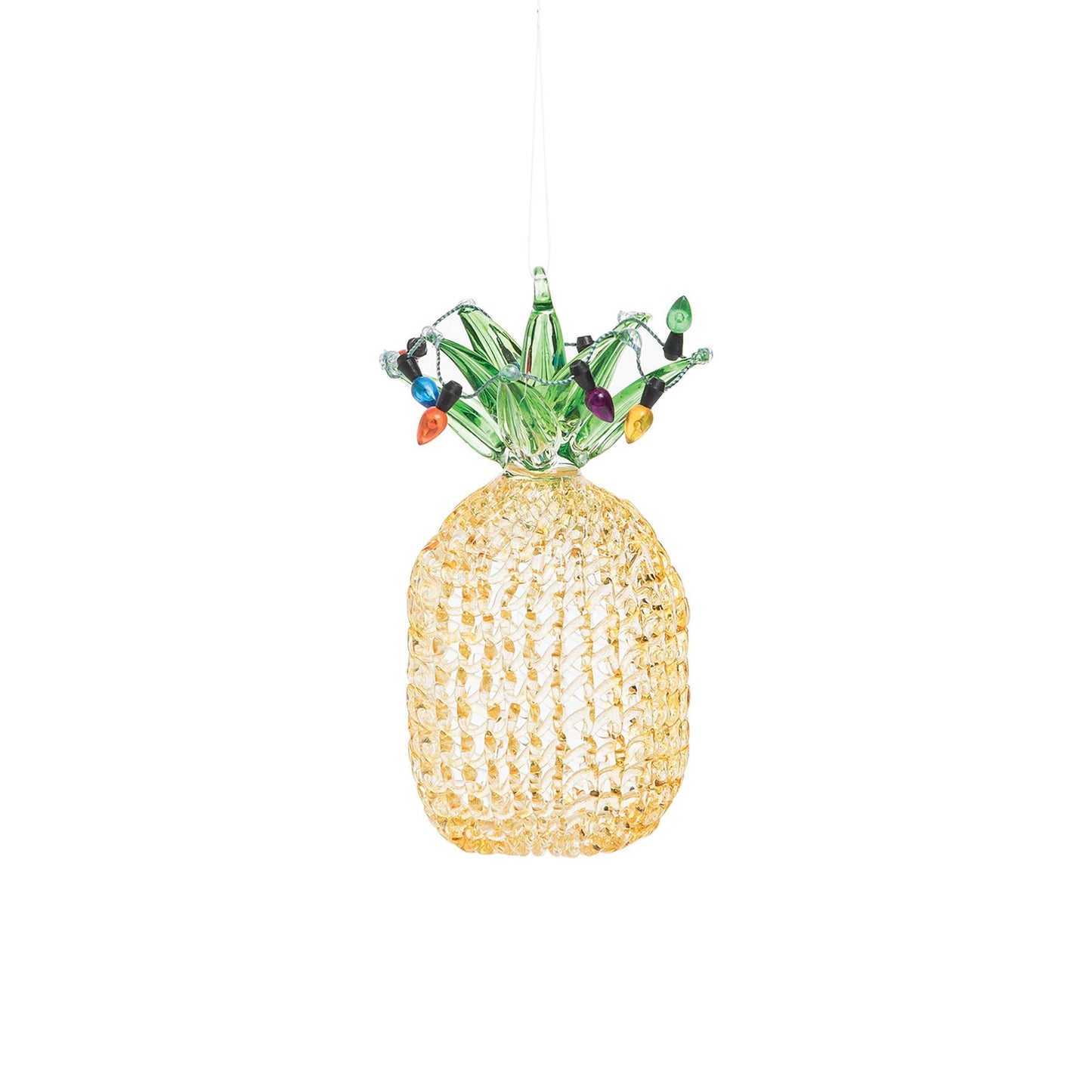 Christmas Pineapple With Lights Spun Glass Ornament