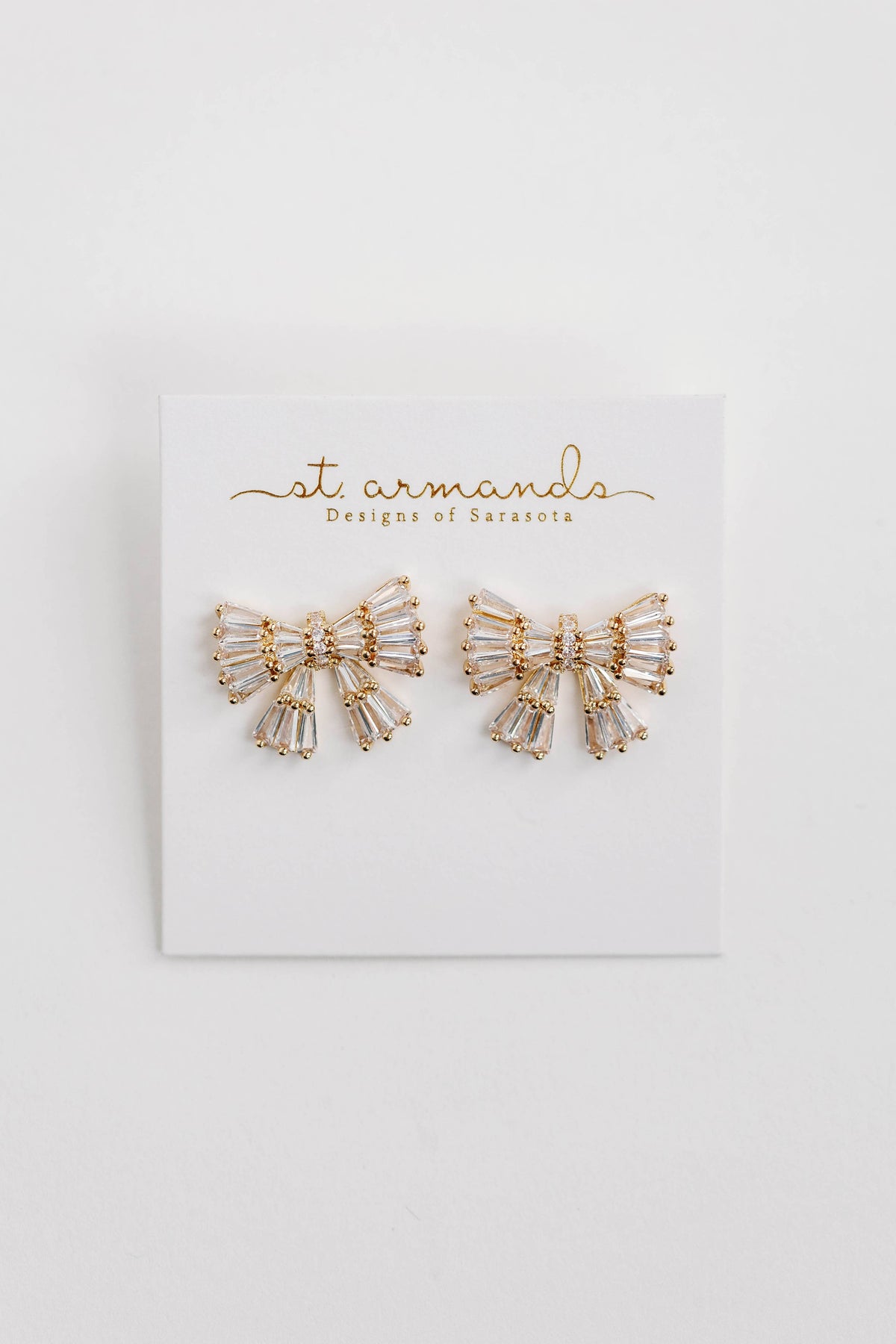 Gold Maxi Sparkle Statement Stud Bow Earrings