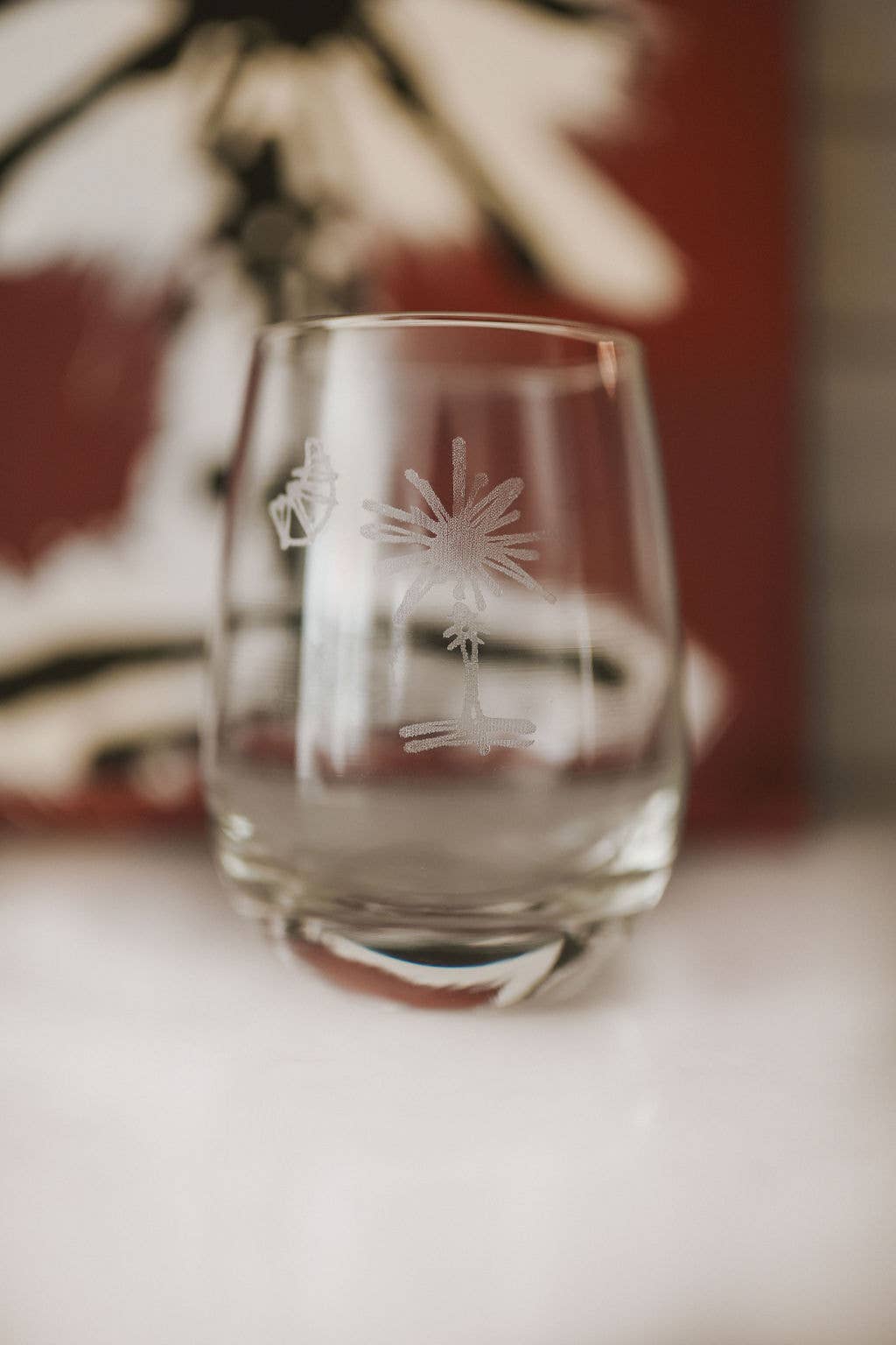 Stemless Palmetto Tree Wine Glasses