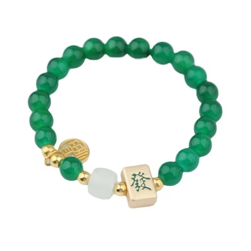 Mahjong Bracelet Green Stretchy Elastic