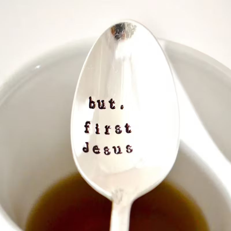 But First Jesus Vintage Stamped Spoon