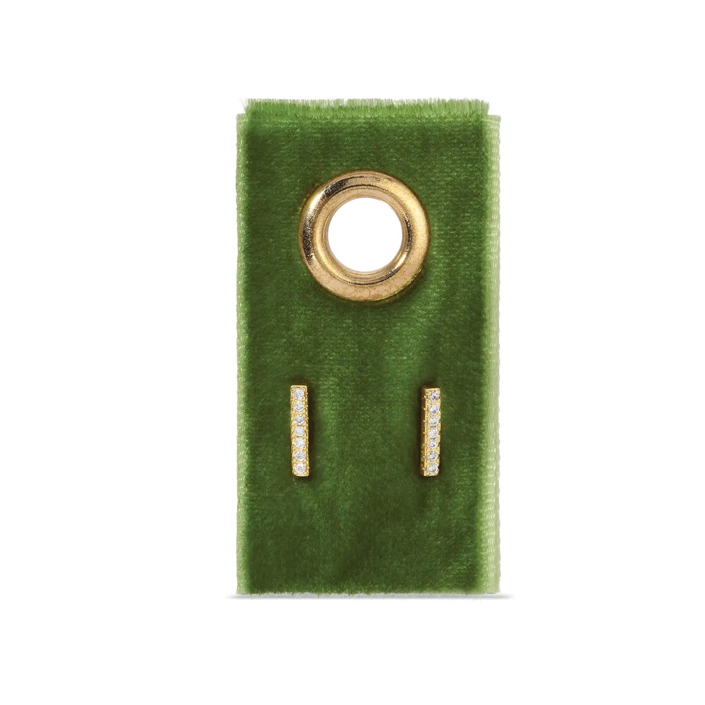 Single Gold Studs on a Velvet Tag