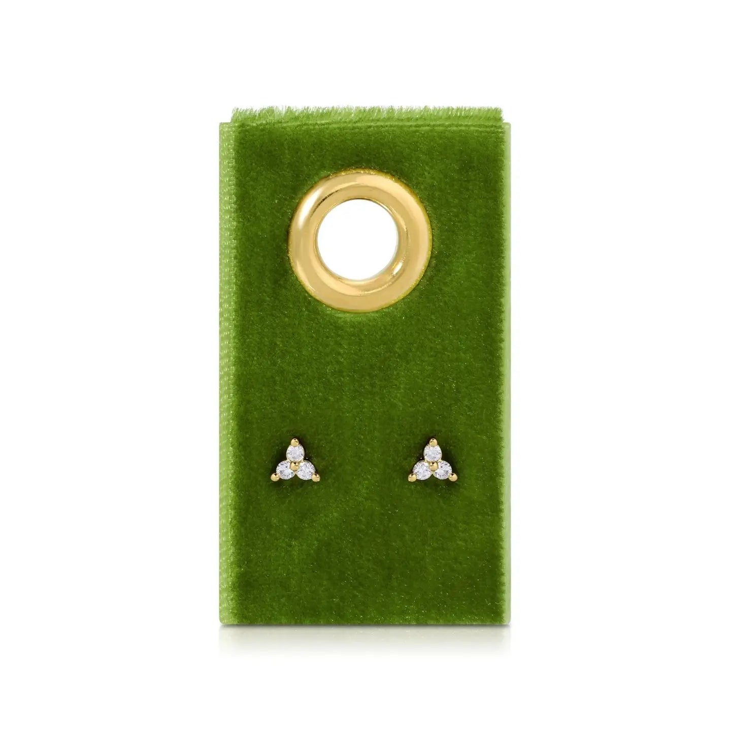 Single Gold Studs on a Velvet Tag