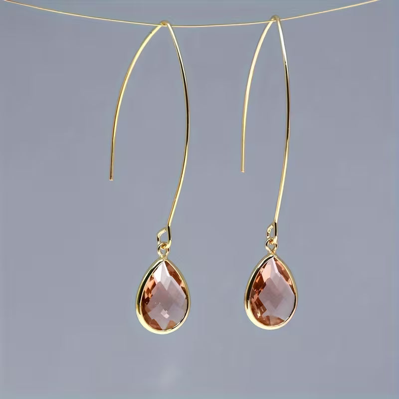 Water Drop Pink Champagne Earrings