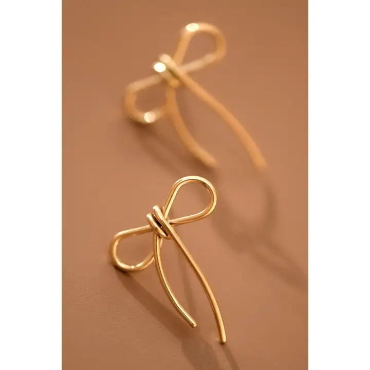 18k Gold Plated Waterproof Stainless Steel Bow Stud Earrings