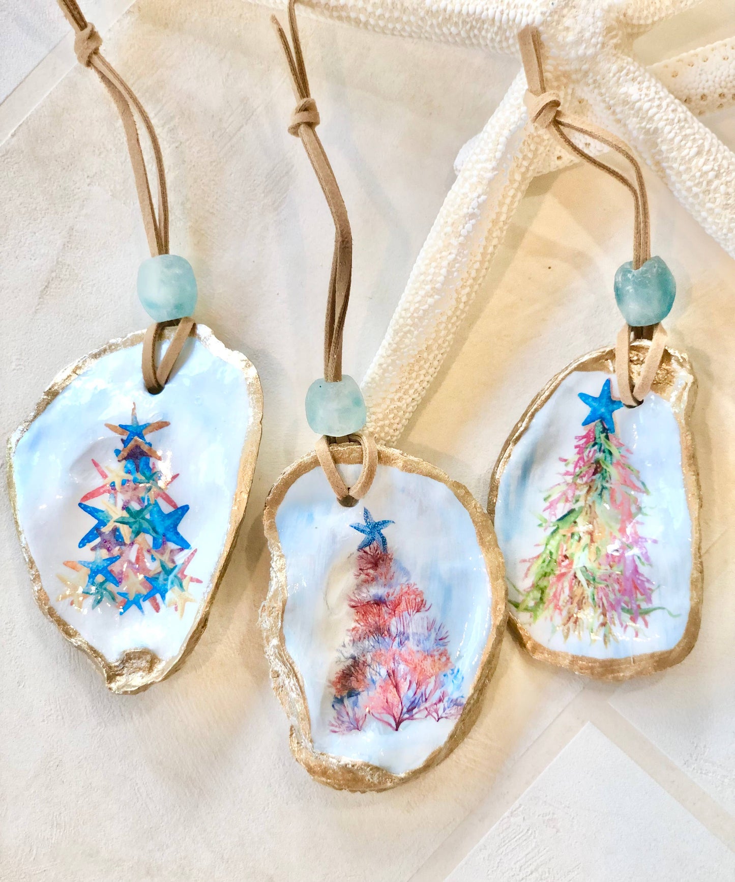 Coastal Christmas Tree Ornament - Oyster Shell