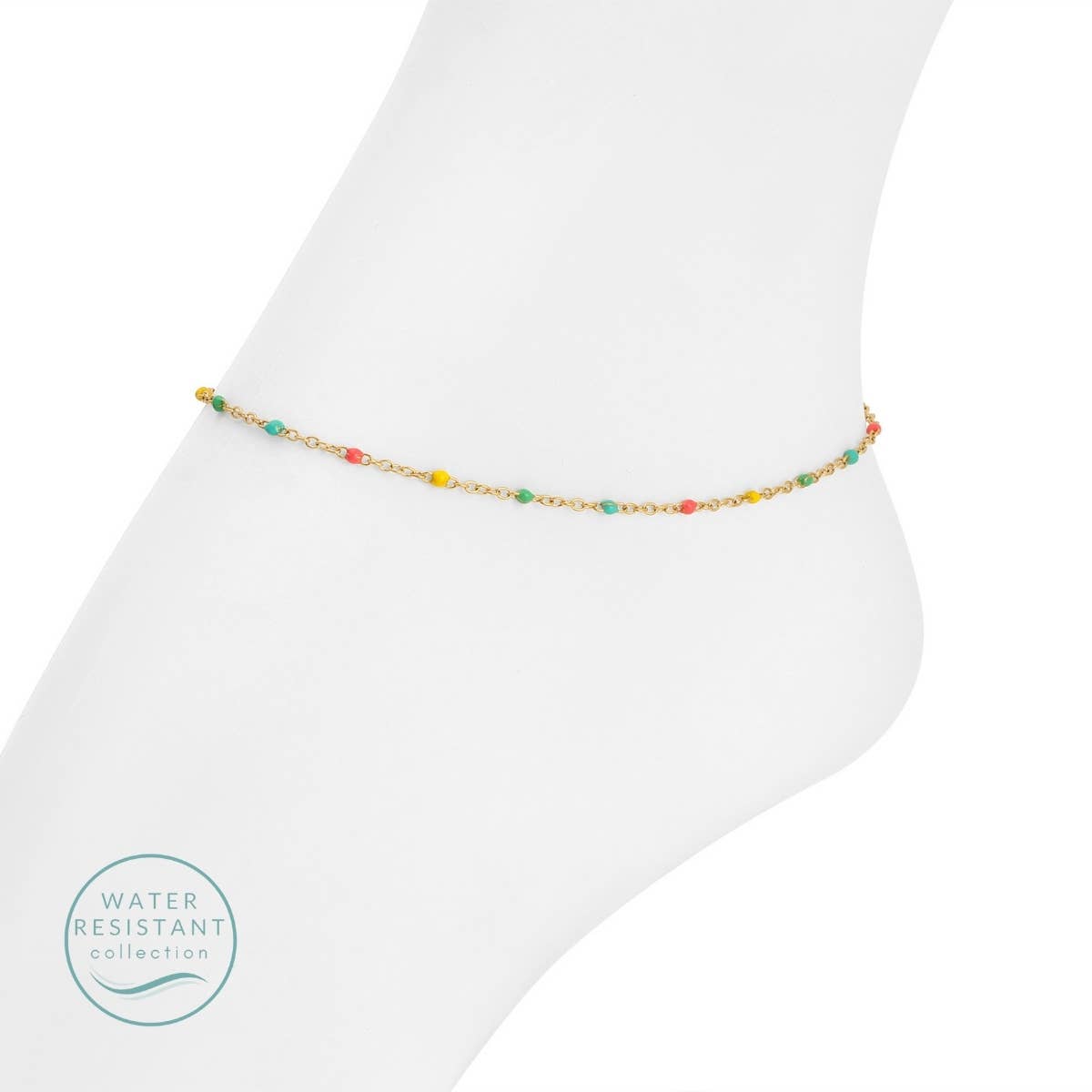 Sweetly Colored Delicate Chain Anklet, Water Resistant