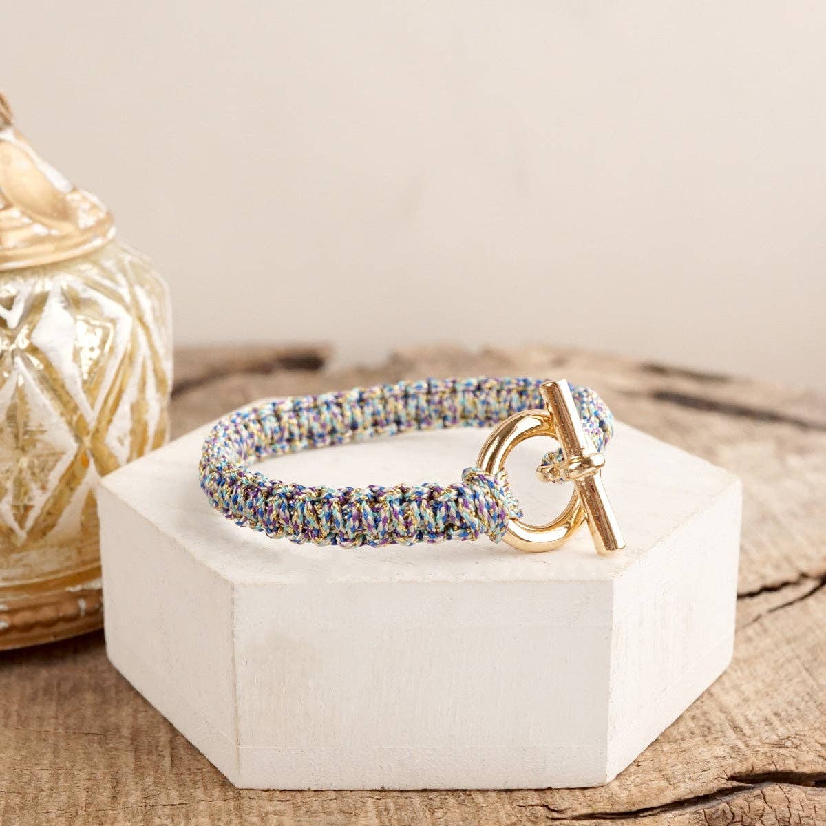 Statement Cord Bracelet – Braided Gold Toggle Bracelet