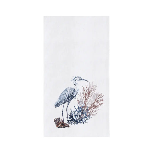 Coastal Blue Heron Bird & Seagrass Kitchen Towel