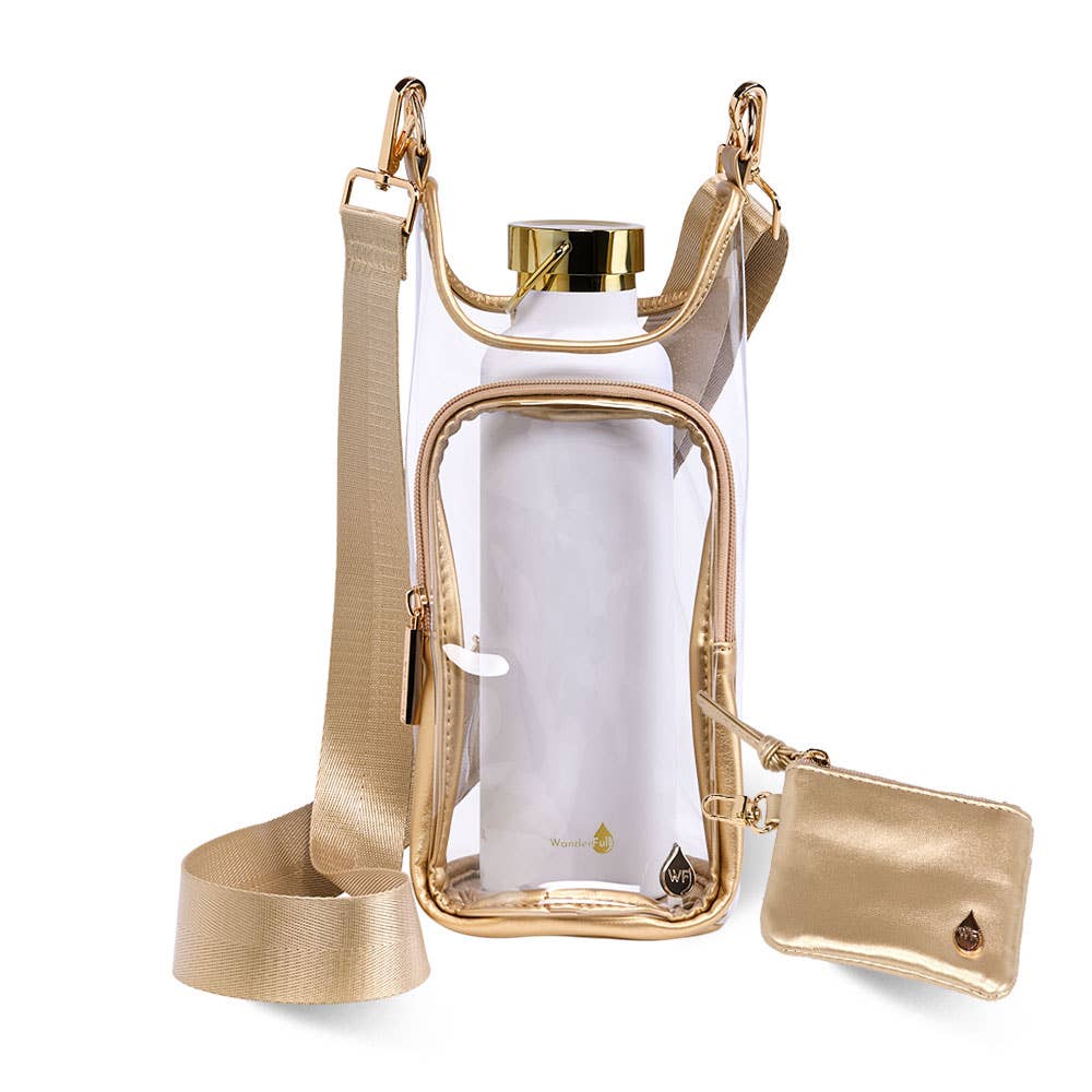 Clear HydroBag® Stadium with Gold Trim and Matching Pouch