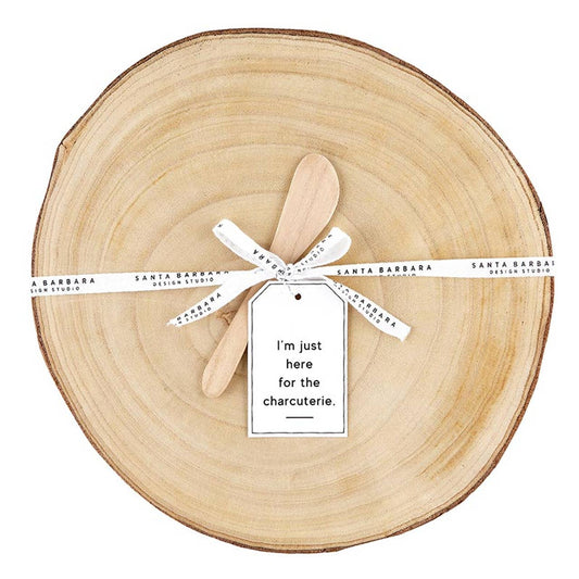 Wood Round Slice with Cheese Spreader