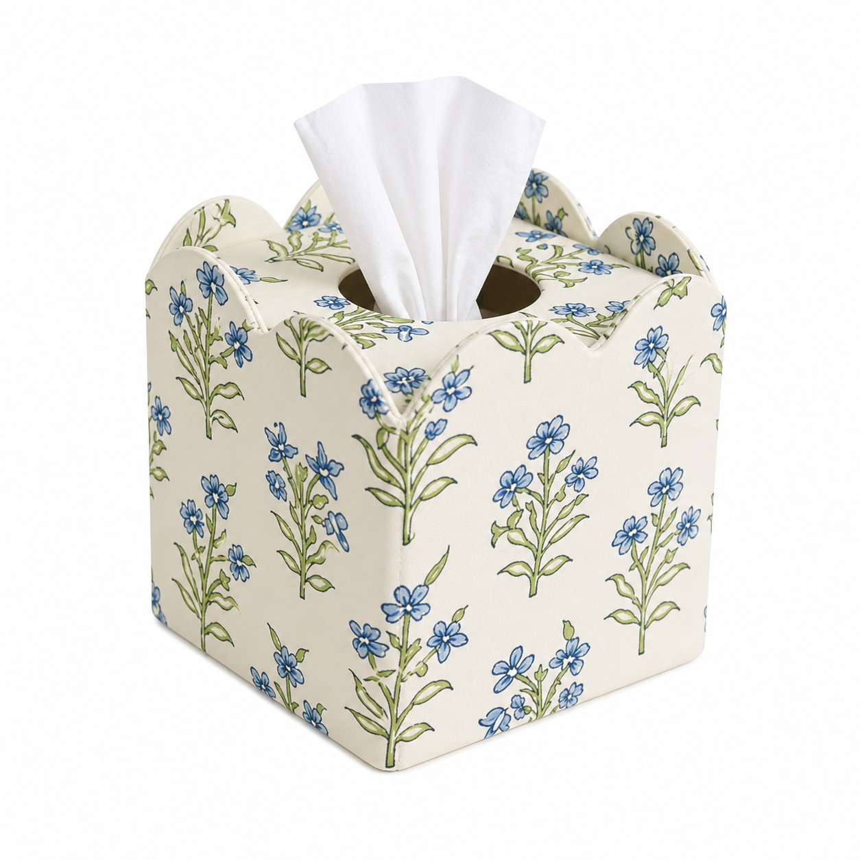 Blue & White Hand Block Print Tissue Box (Collapsible)