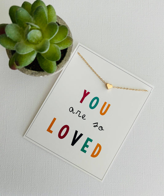 YOU ARE LOVED Heart Necklace & Stationary Combo Gift