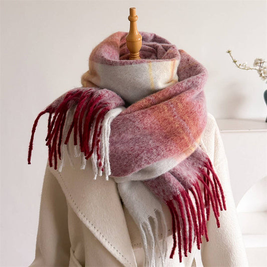 Soft Gradient Knit Tassel Scarf Wrap Shawl