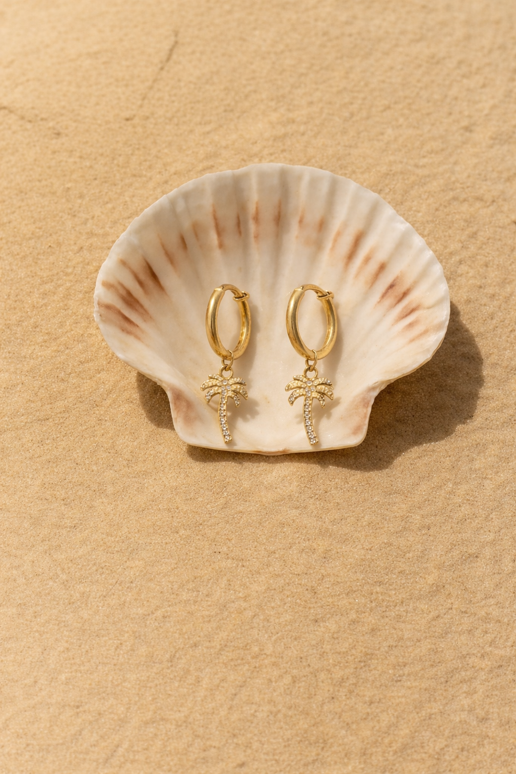Palm Tree Huggie Hoop Earrings