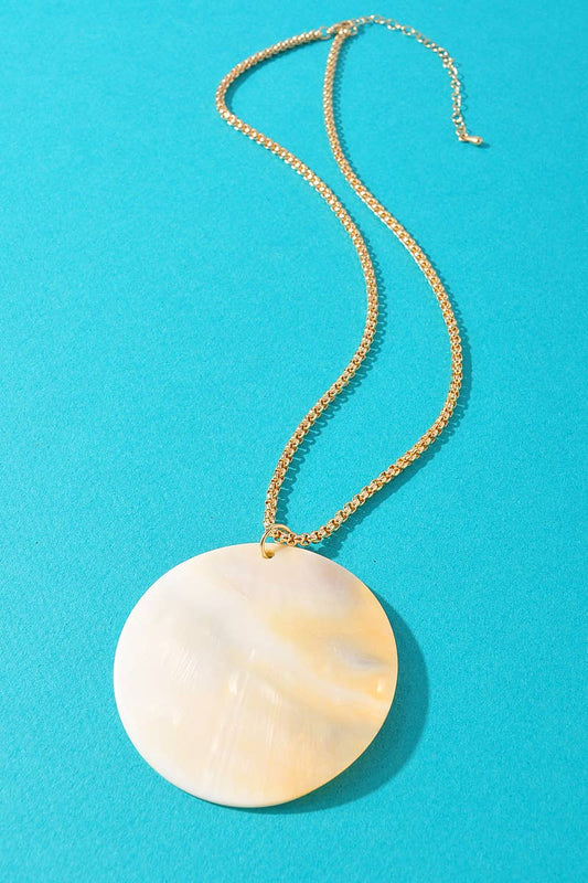 Mother of Pearl Disc Pendant Necklace