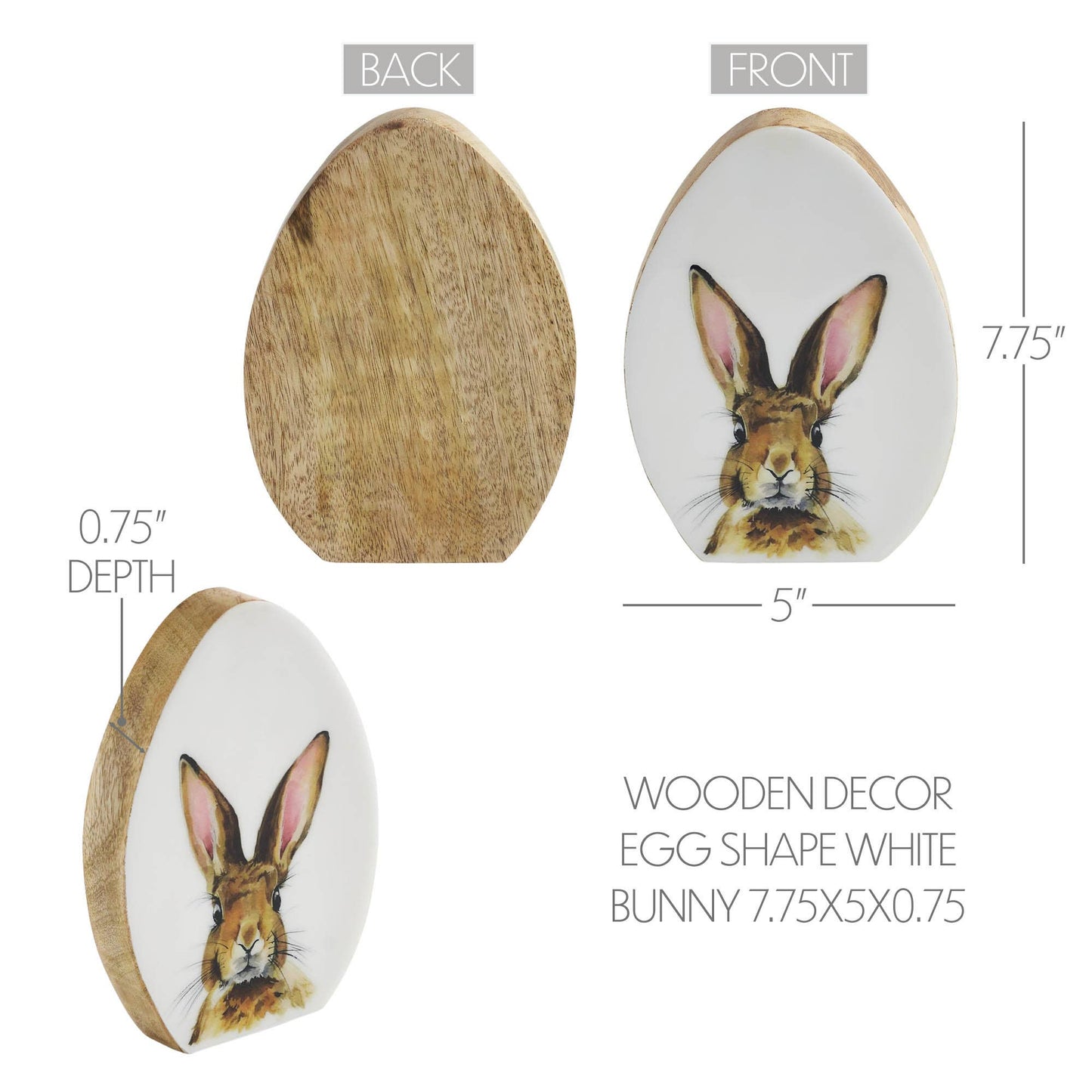 Bunny Hop Wooden Decor Egg Shape
