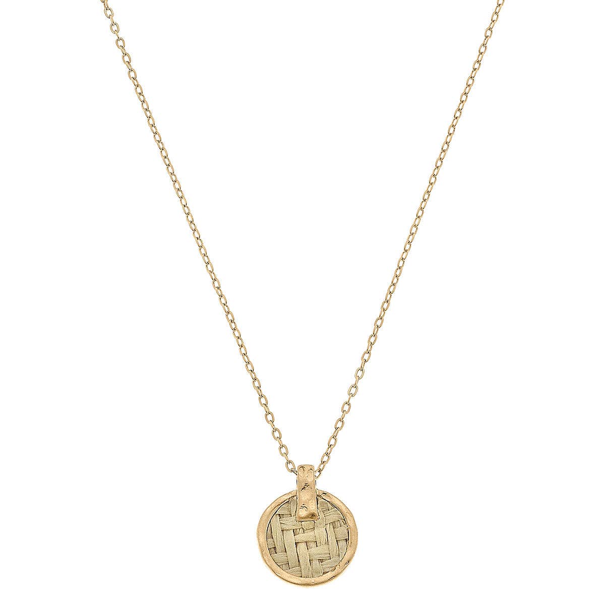 Danielle Raffia Delicate Disc Necklace in Natural