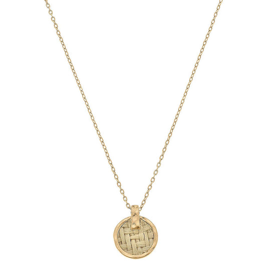 Danielle Raffia Delicate Disc Necklace in Natural