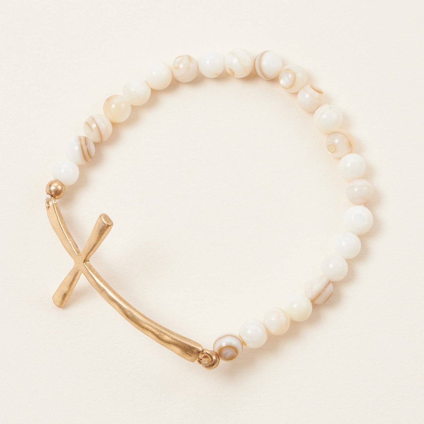 Natural Stone Cross Stretch Bracelet