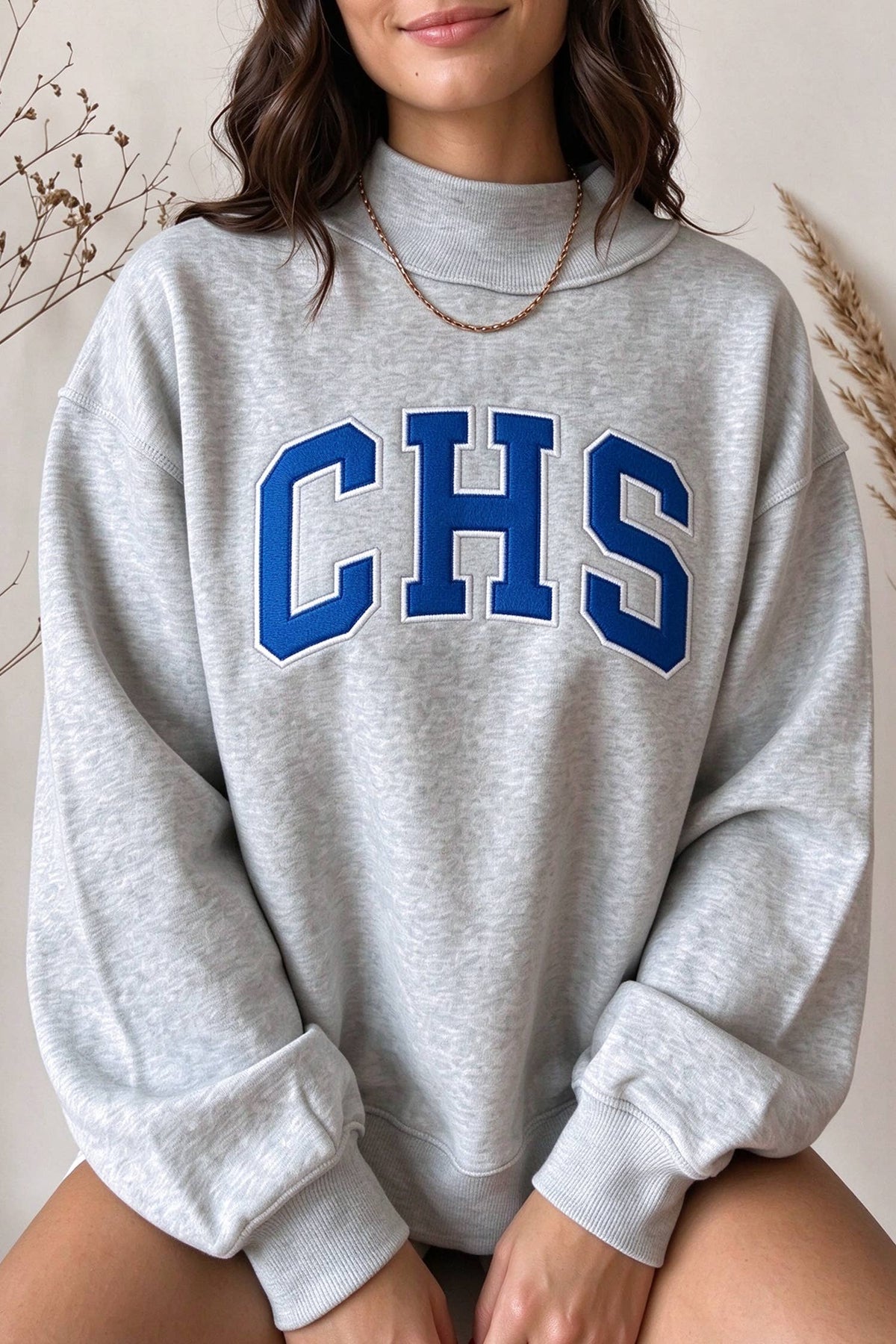CHS Oversize Drop Shoulder Reversible Mock Neck Sweatshirt