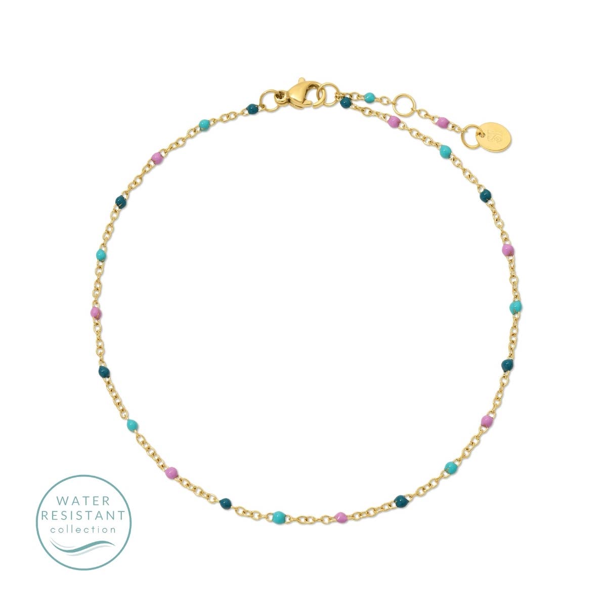 Sweetly Colored Delicate Chain Anklet, Water Resistant