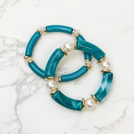 Acrylic Pearl Tube Bracelet
