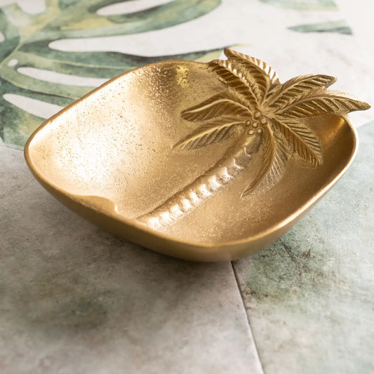 Gold Square Palm Tree Bowl