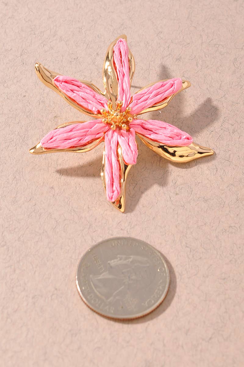 FLOWER METAL STRAW MIX EARRINGS