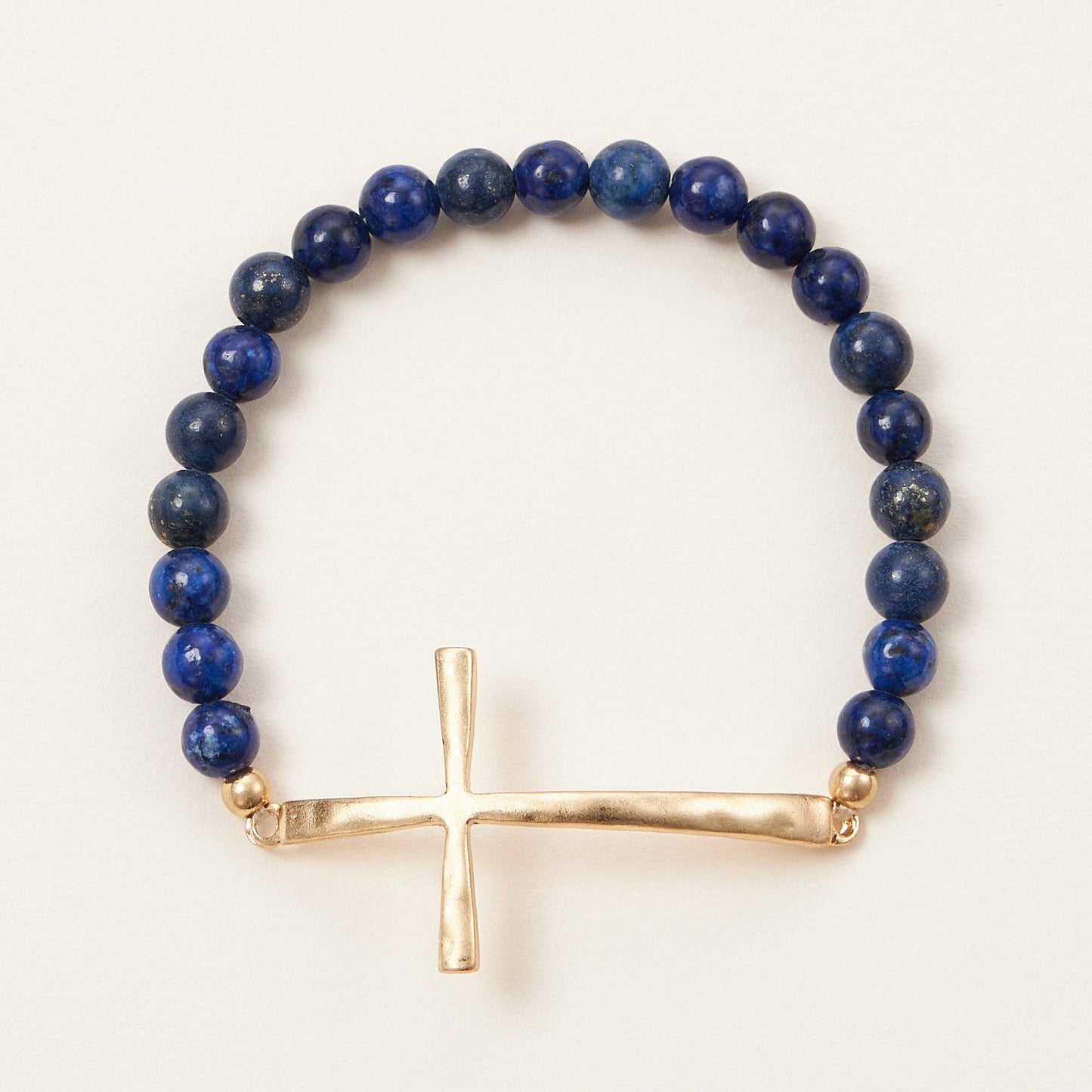 Natural Stone Cross Stretch Bracelet
