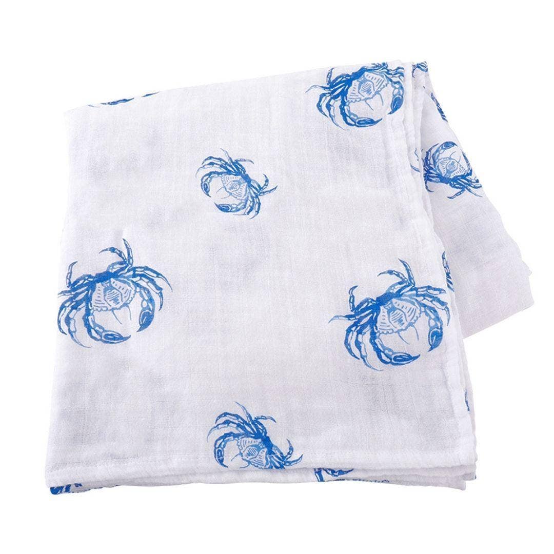 Blue Crab Baby Muslin Swaddle Blanket Breathable and Lightweight