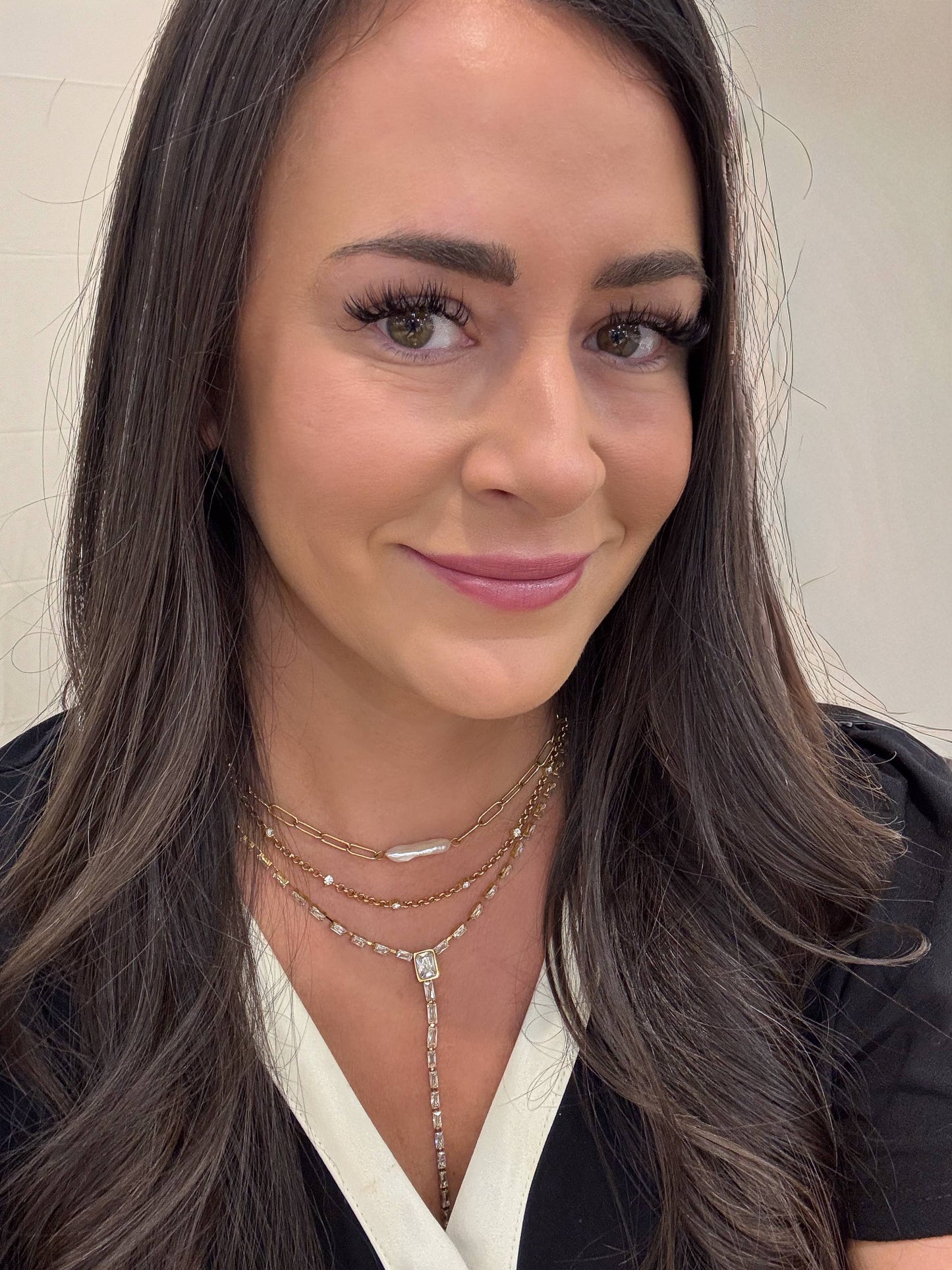 Pearl Nugget Paperclip Necklace Waterproof
