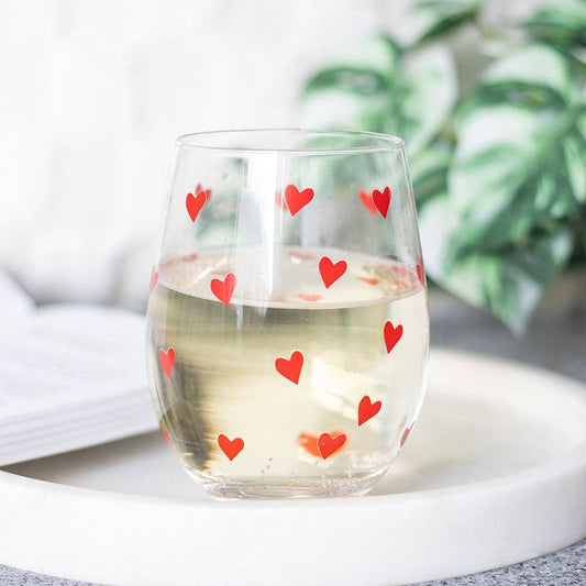 Heart Print Valentine's Day Stemless Glass