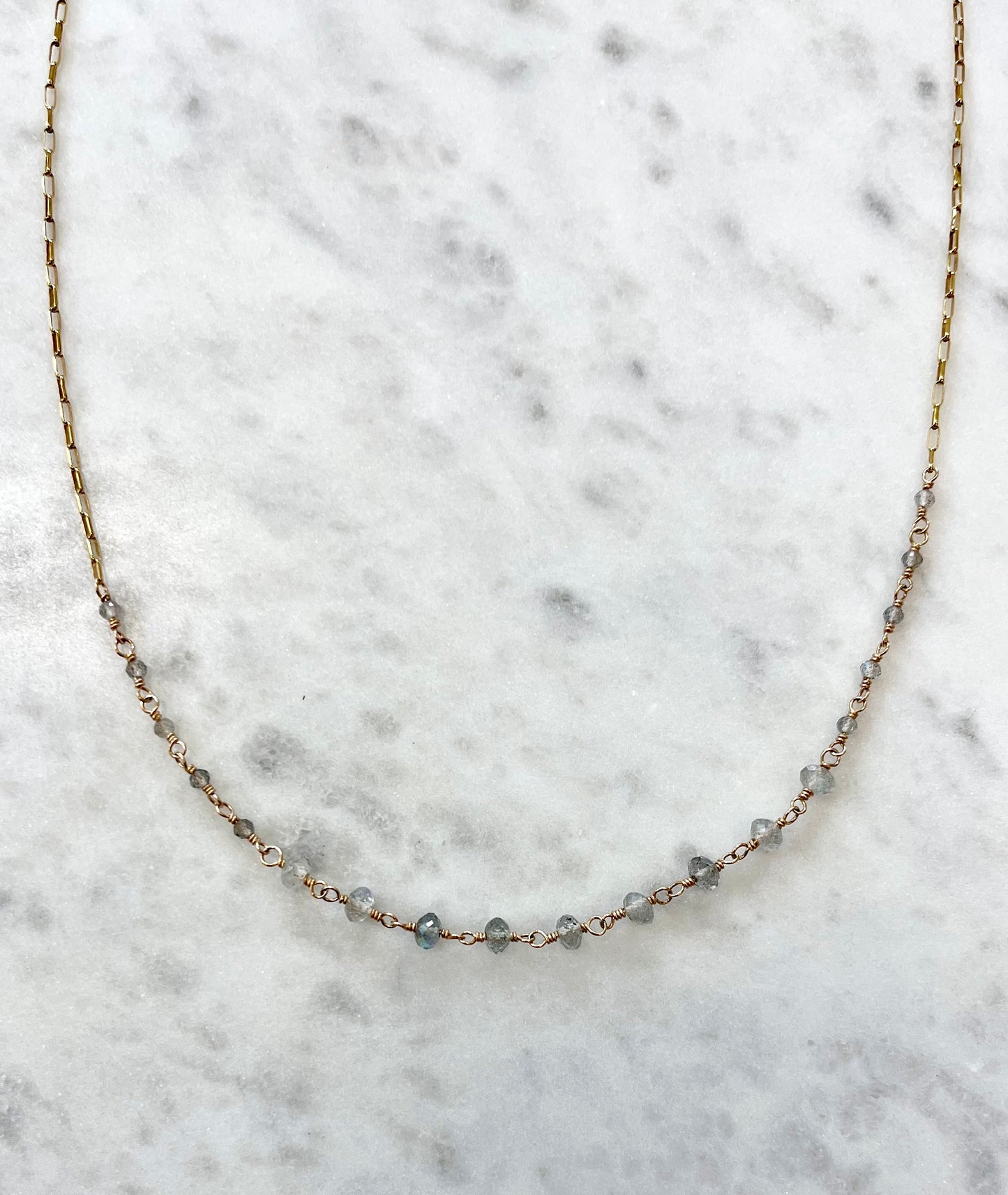 Labradorite on paperclip chain necklace