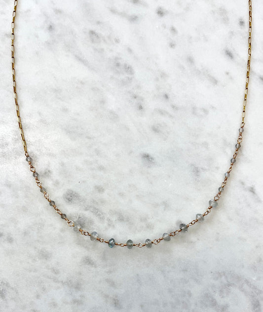 Labradorite on paperclip chain necklace