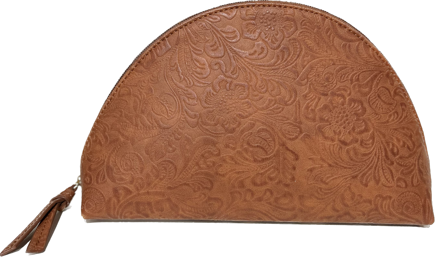 Tooled Vegan Leather Cosmetic Bag