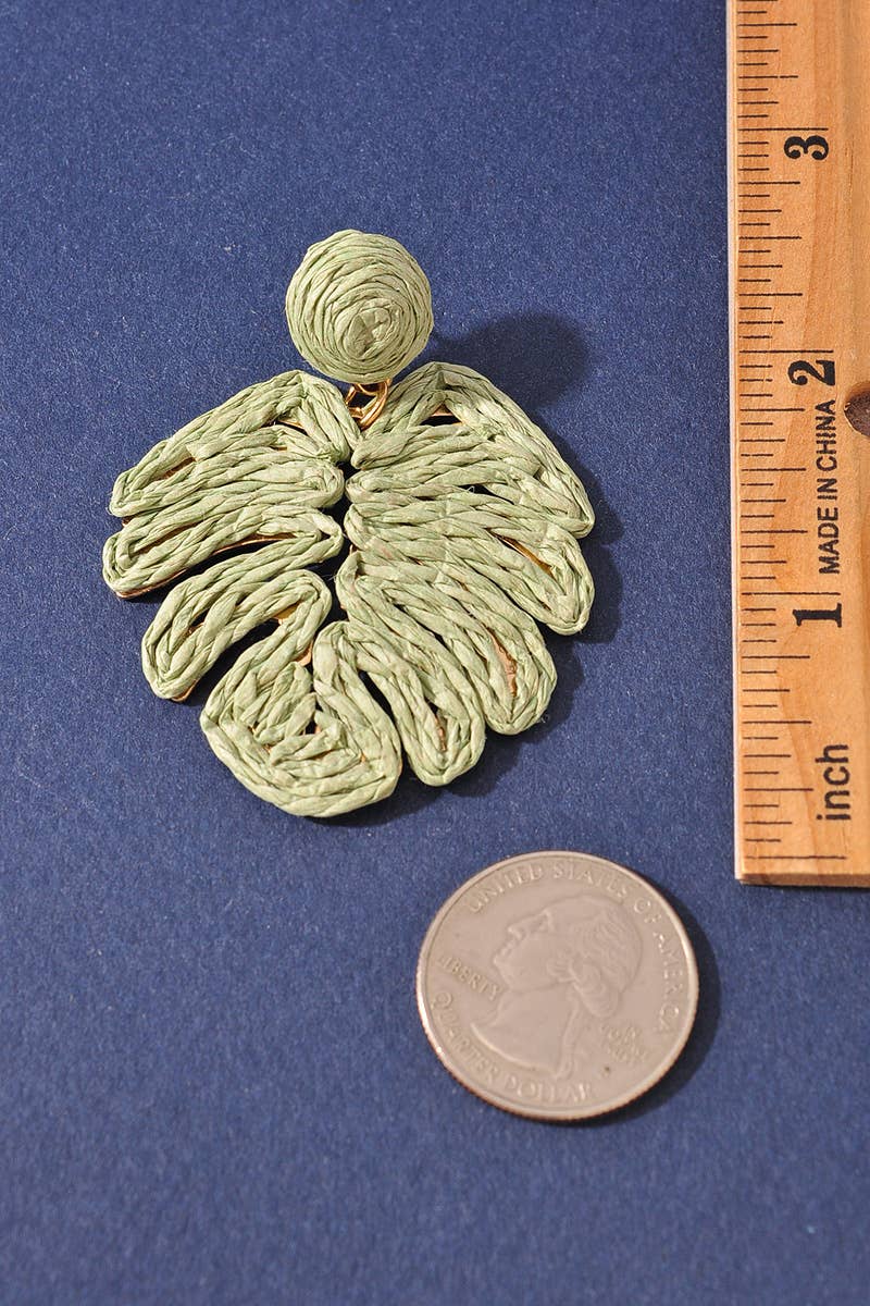 RAFFIA STRAW LEAF EARRINGS