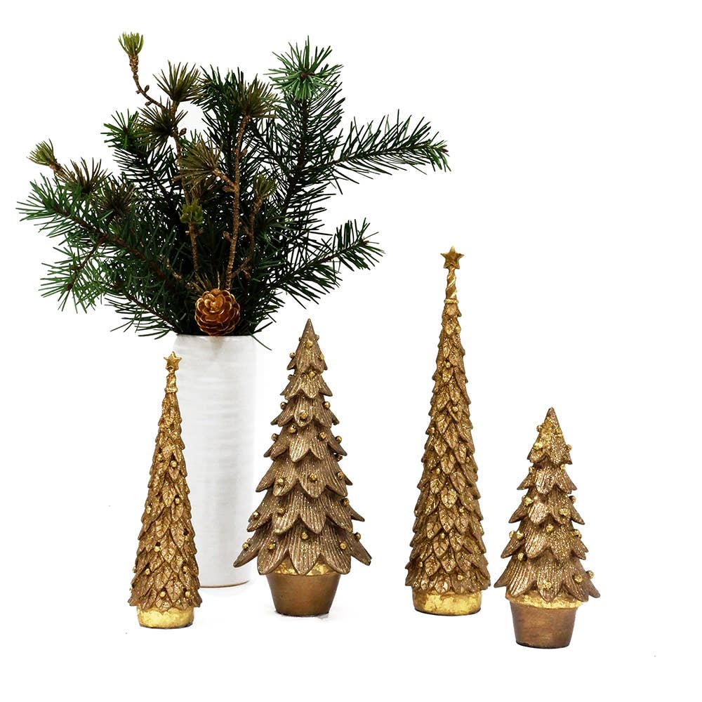 Holly Slim Tree w/Star (Antique Gold)