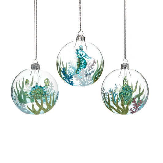 Christmas Sea Bottom Globe Glass Ornament